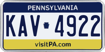 PA license plate KAV4922