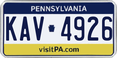 PA license plate KAV4926