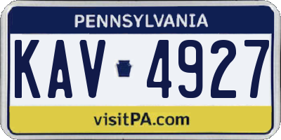 PA license plate KAV4927