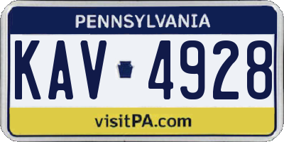 PA license plate KAV4928