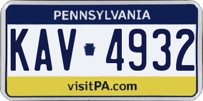 PA license plate KAV4932