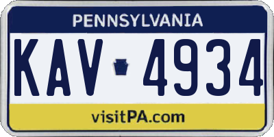 PA license plate KAV4934
