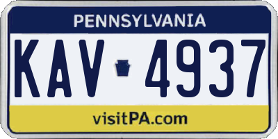 PA license plate KAV4937