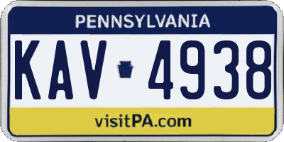 PA license plate KAV4938