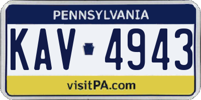 PA license plate KAV4943