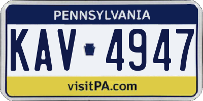 PA license plate KAV4947