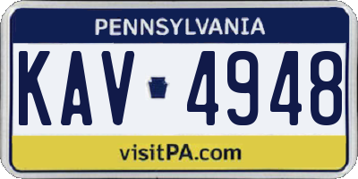 PA license plate KAV4948
