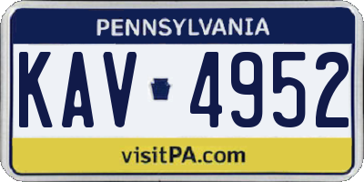 PA license plate KAV4952