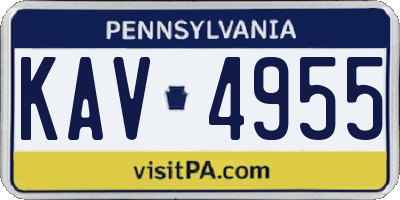 PA license plate KAV4955