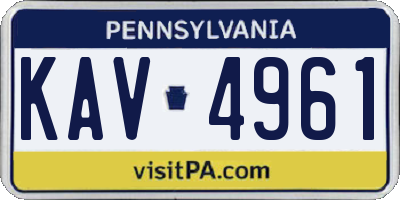 PA license plate KAV4961