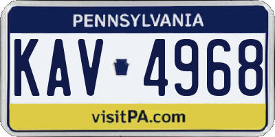 PA license plate KAV4968
