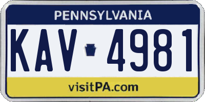 PA license plate KAV4981