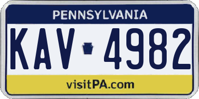 PA license plate KAV4982
