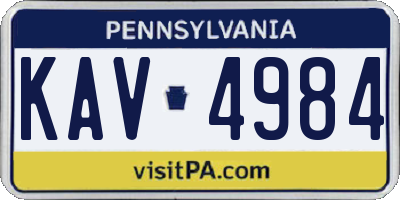 PA license plate KAV4984
