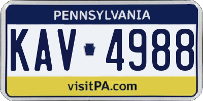 PA license plate KAV4988