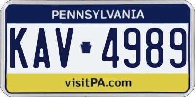 PA license plate KAV4989