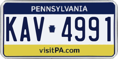 PA license plate KAV4991