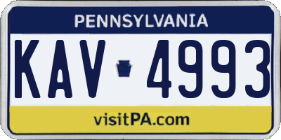 PA license plate KAV4993