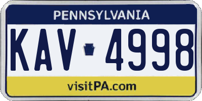 PA license plate KAV4998