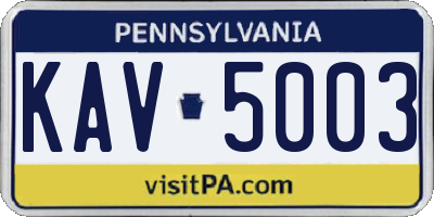 PA license plate KAV5003