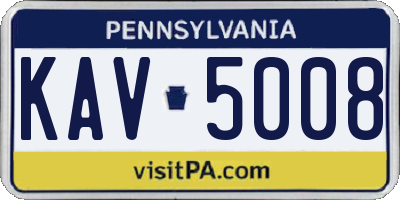 PA license plate KAV5008