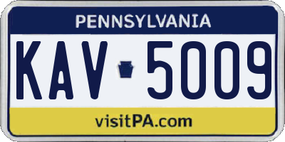 PA license plate KAV5009