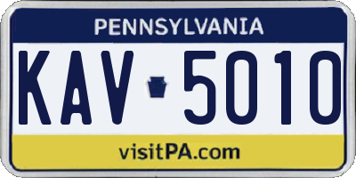 PA license plate KAV5010