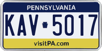 PA license plate KAV5017