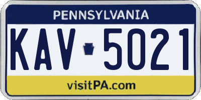 PA license plate KAV5021