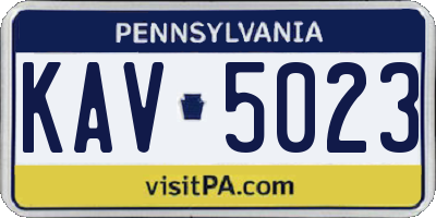 PA license plate KAV5023