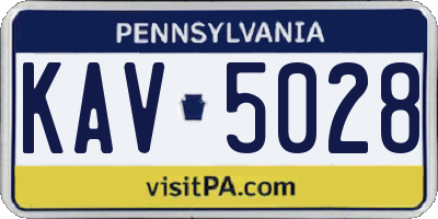 PA license plate KAV5028