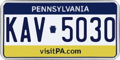 PA license plate KAV5030