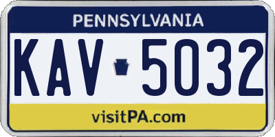 PA license plate KAV5032
