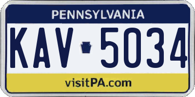 PA license plate KAV5034