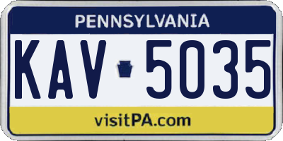 PA license plate KAV5035