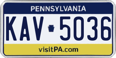 PA license plate KAV5036