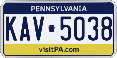 PA license plate KAV5038