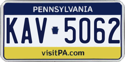 PA license plate KAV5062