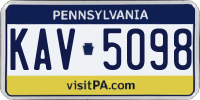 PA license plate KAV5098