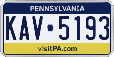 PA license plate KAV5193