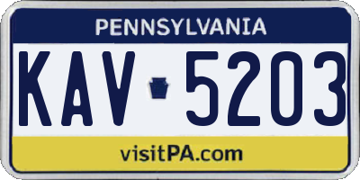 PA license plate KAV5203