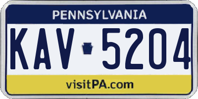 PA license plate KAV5204
