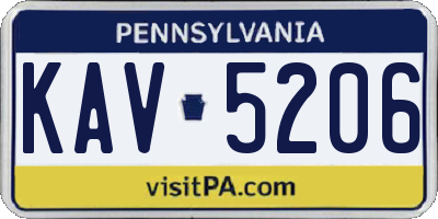 PA license plate KAV5206