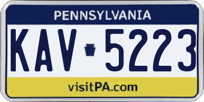 PA license plate KAV5223