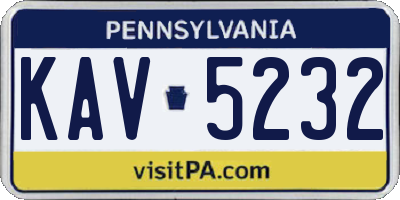 PA license plate KAV5232