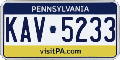 PA license plate KAV5233