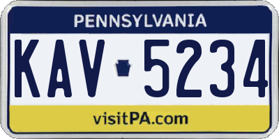 PA license plate KAV5234