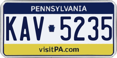 PA license plate KAV5235