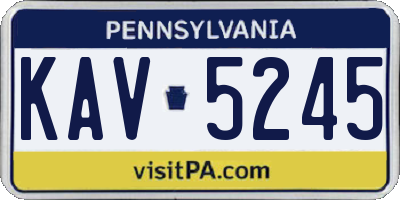 PA license plate KAV5245