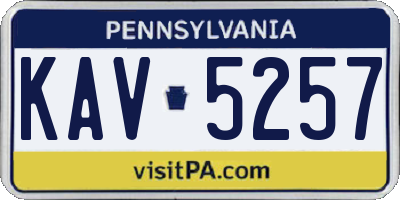 PA license plate KAV5257